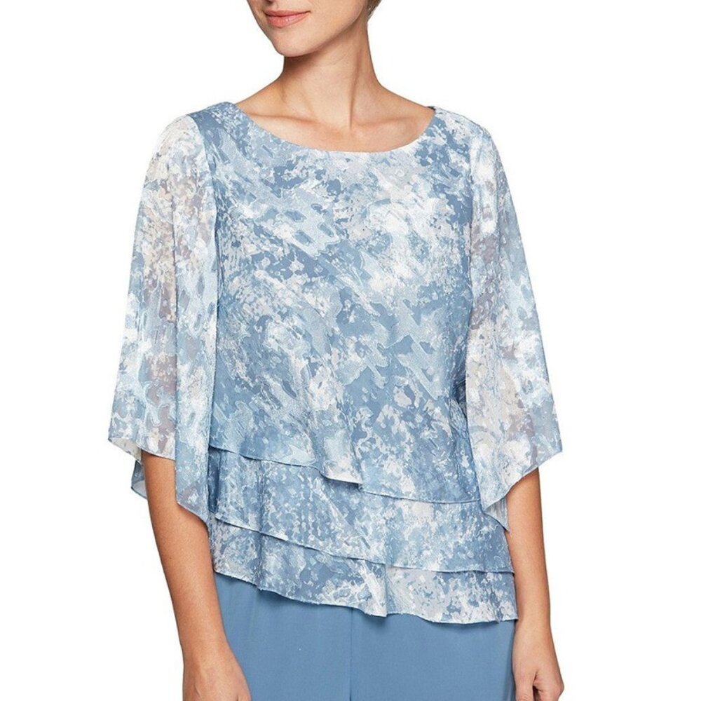 Alex Evenings Printed Asymmetrical Blouse